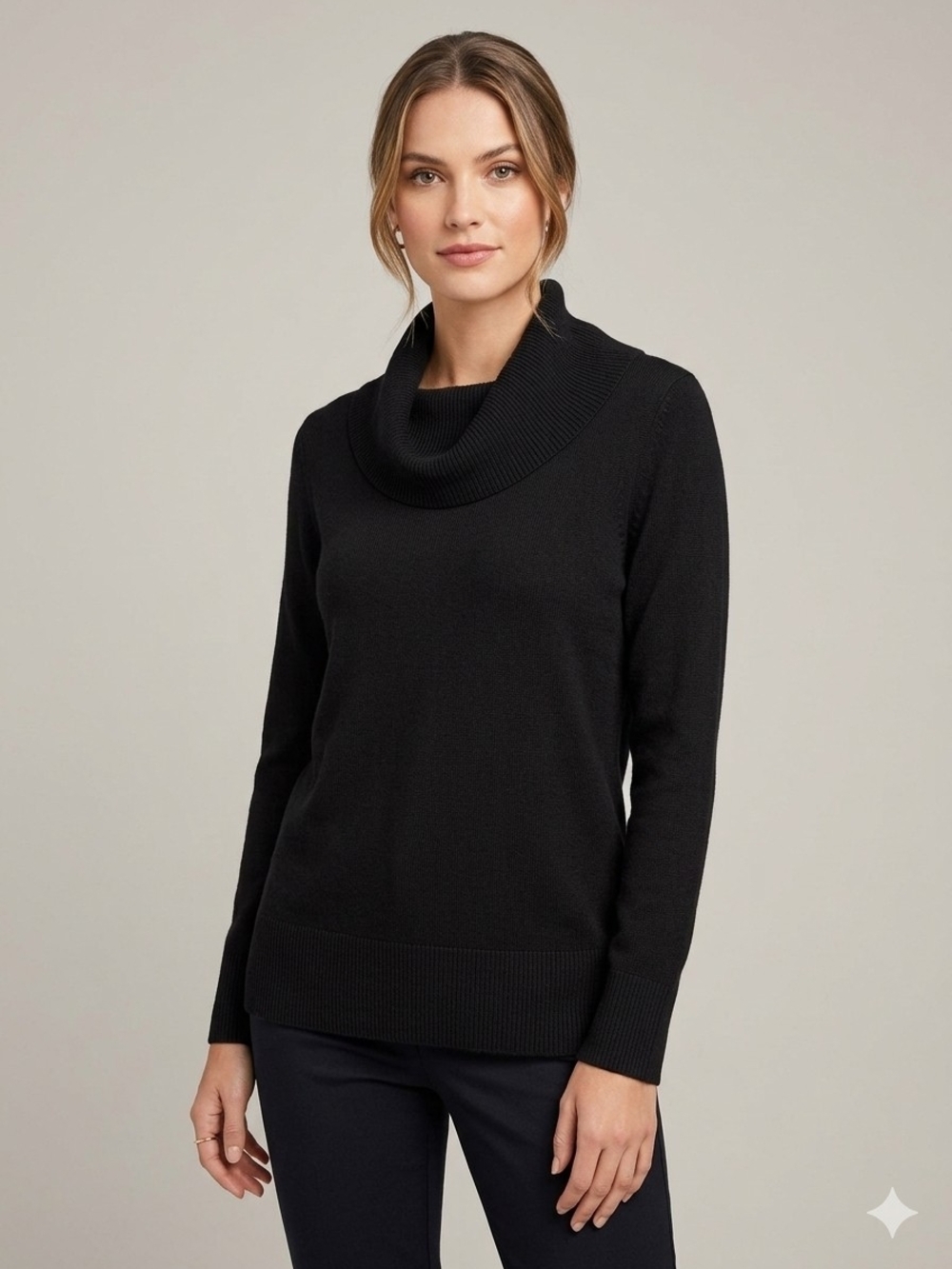 Talbots Pure Merino Wool Black Long Sleeve Sweater